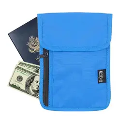 1 Pcs Waterproof RFID Nylon Storage Bag Travel Document Card Passport Bag Neck Wallet Money Document Card Passport Pouch