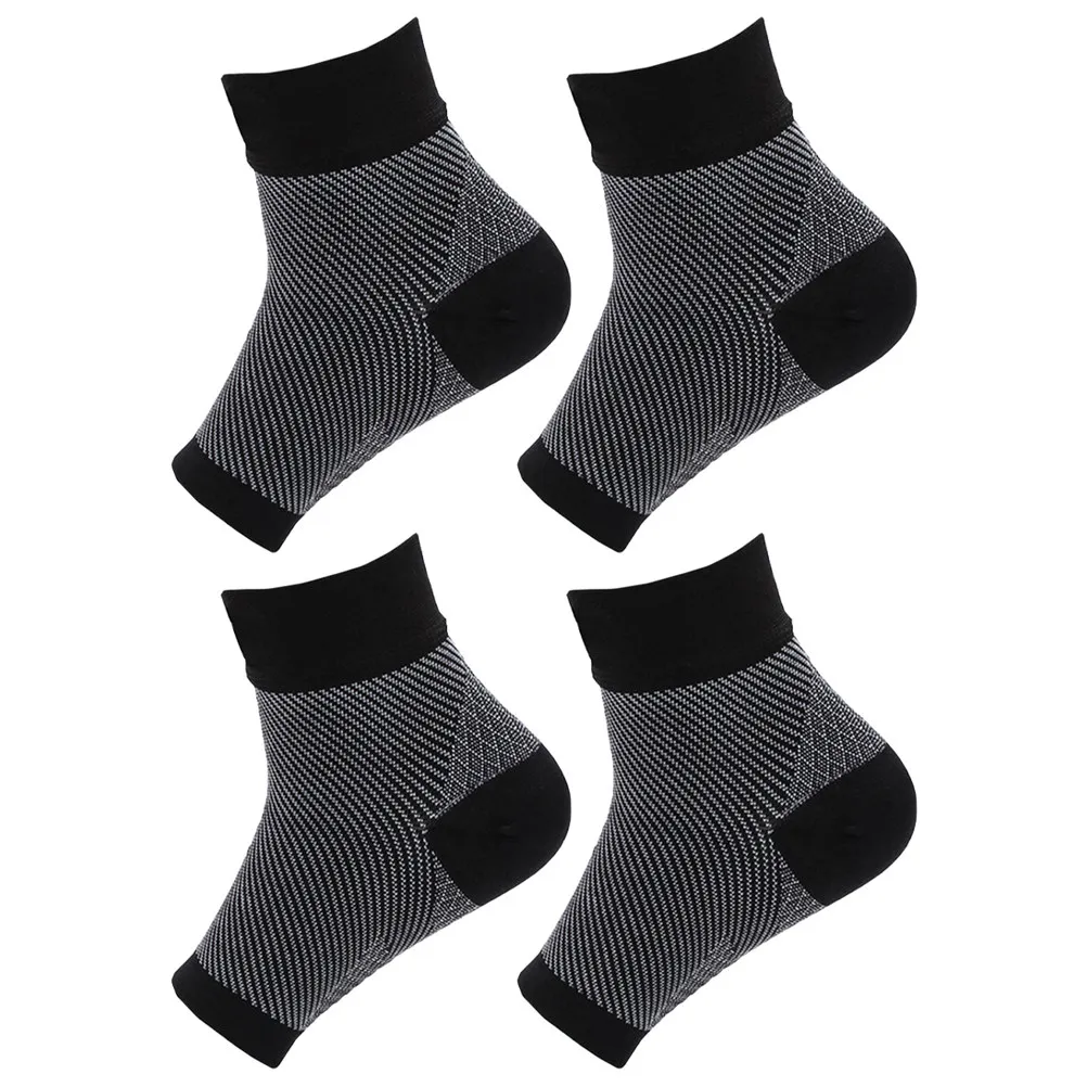 

2Pairs Ankle Support Socks Toeless Compression Socks for Plantar Fasciitis Pain Relief Moisture-Wicking Breathable Fabric