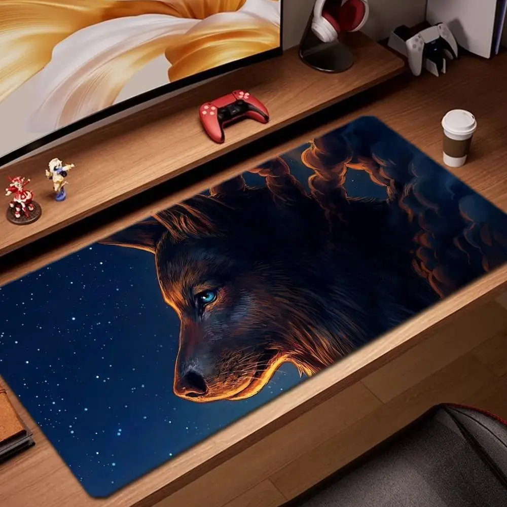 

wolf art Mouse Pad Game Accessories keyboard pad XXL large locking edge 900X400 mm table mat Gaming mousepad