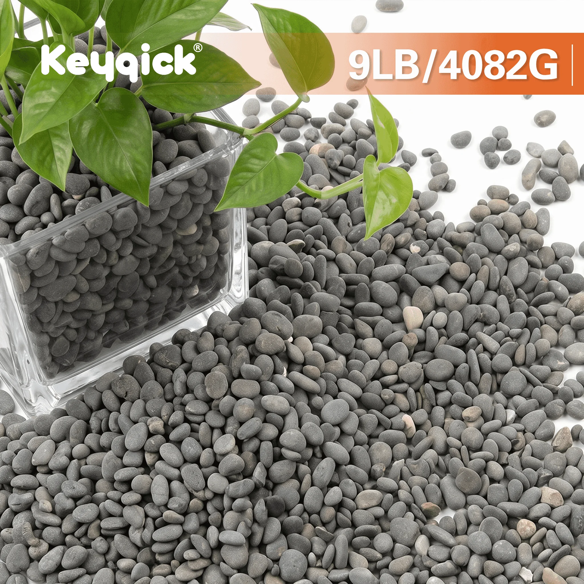 9lbs Beach Pebbles, Natural Grey River Rocks in 3 Sizes: 4-6mm, 6-9mm, 9-12mm, Decorative Stone for Garden Landscaping, Succulent & Cactus Pots, Bonsai, Vase Filler, Outdoor Patio Lawn Decor, Pot Top Dressing, Aquarium Filter Substrate