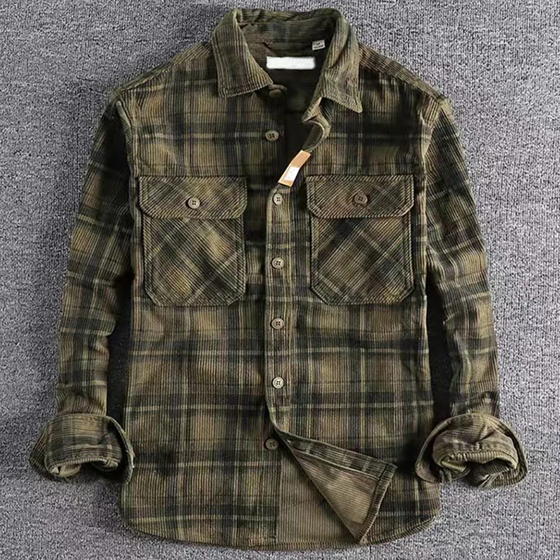 Herren Kariertes Langarmhemd H – Corduroy Button Up Shirt Men Bewertung und Preis