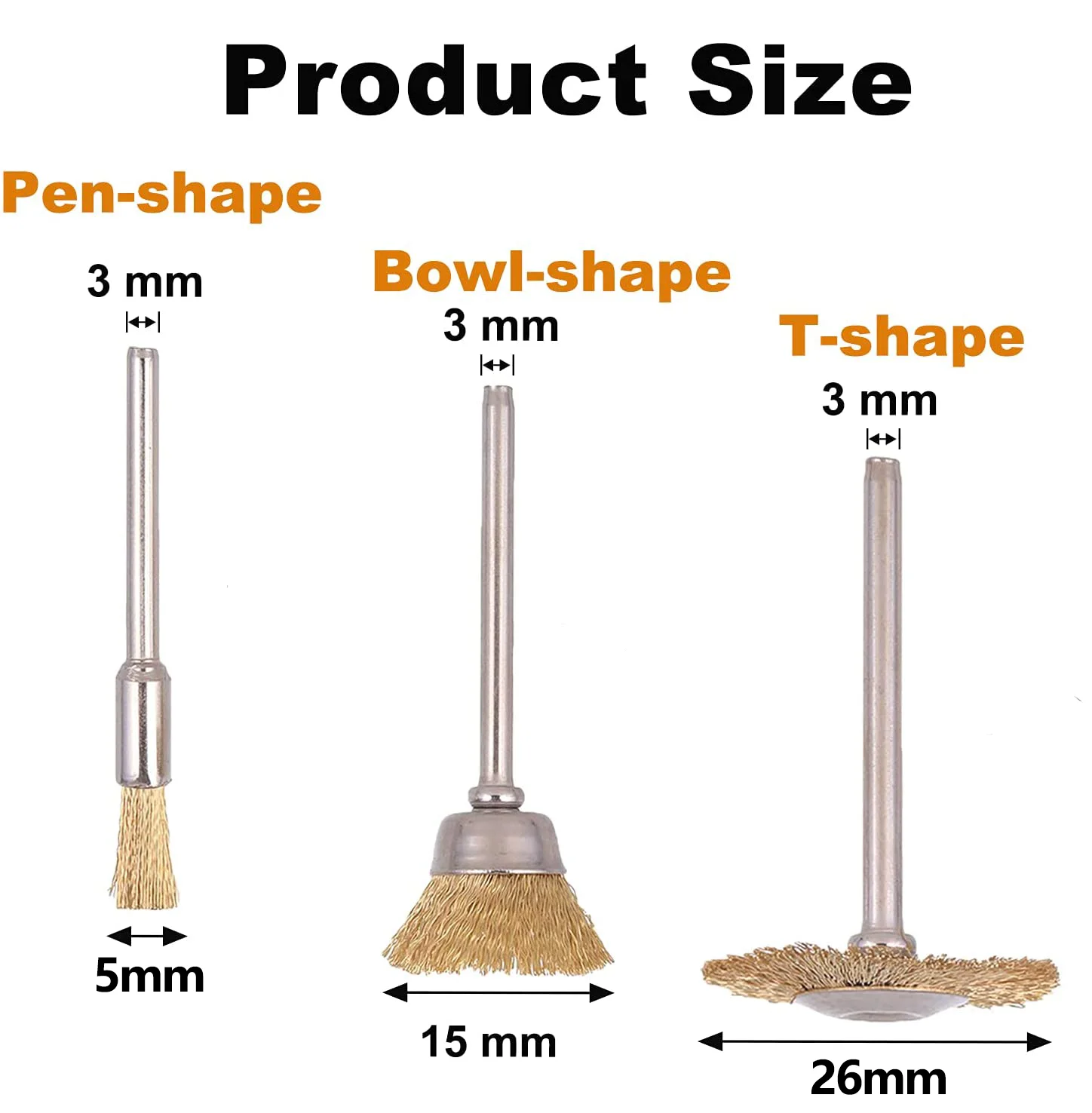 10/30Pcs Steel Wire Brush for Dremel Rotary Tool Electric Dremel Drill Bit Polishing Grinding Wheel T-shaped Brush Accessories