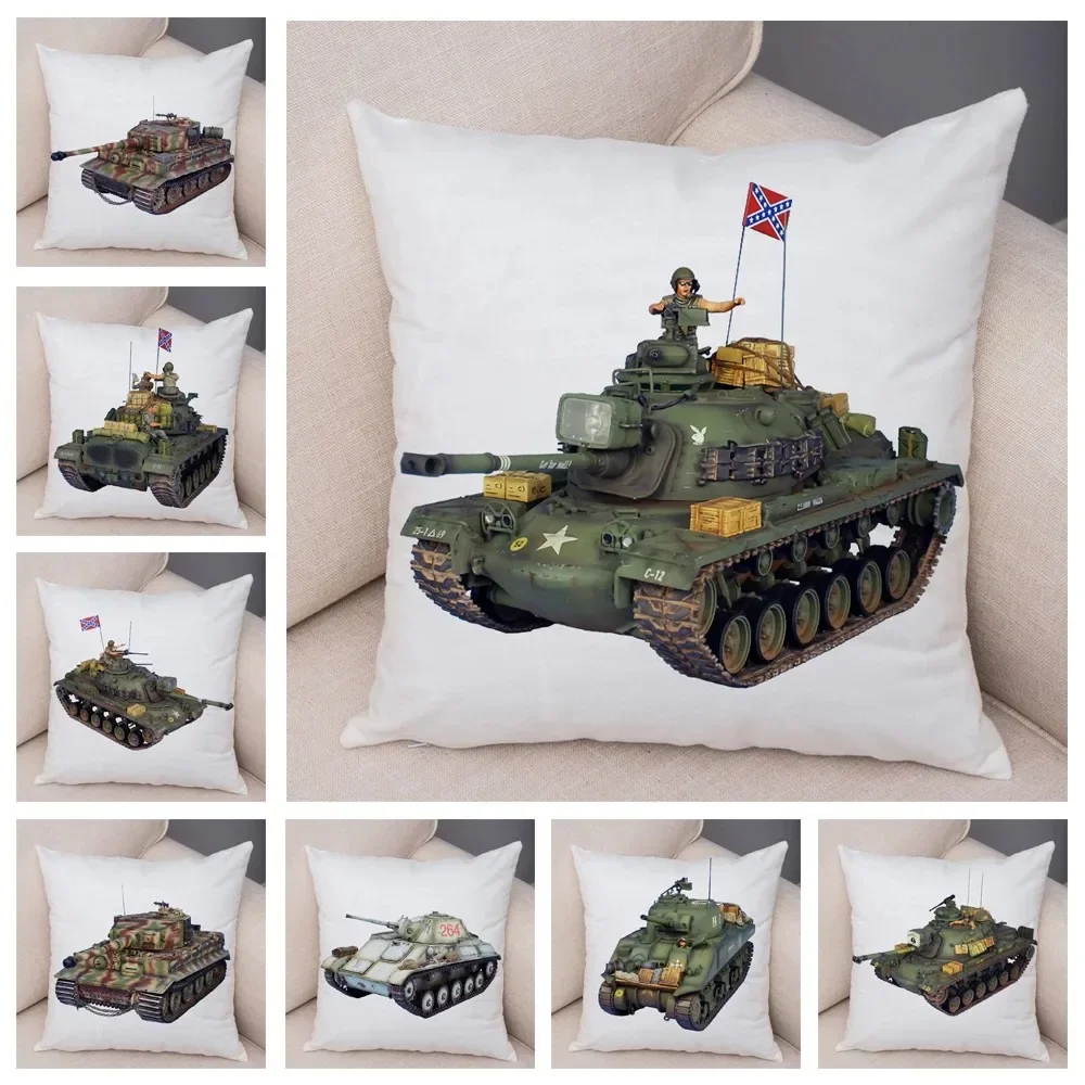 

Toy Tank Pattern Pillowcase Office Living Room Car Ornaments Home Pillowcase