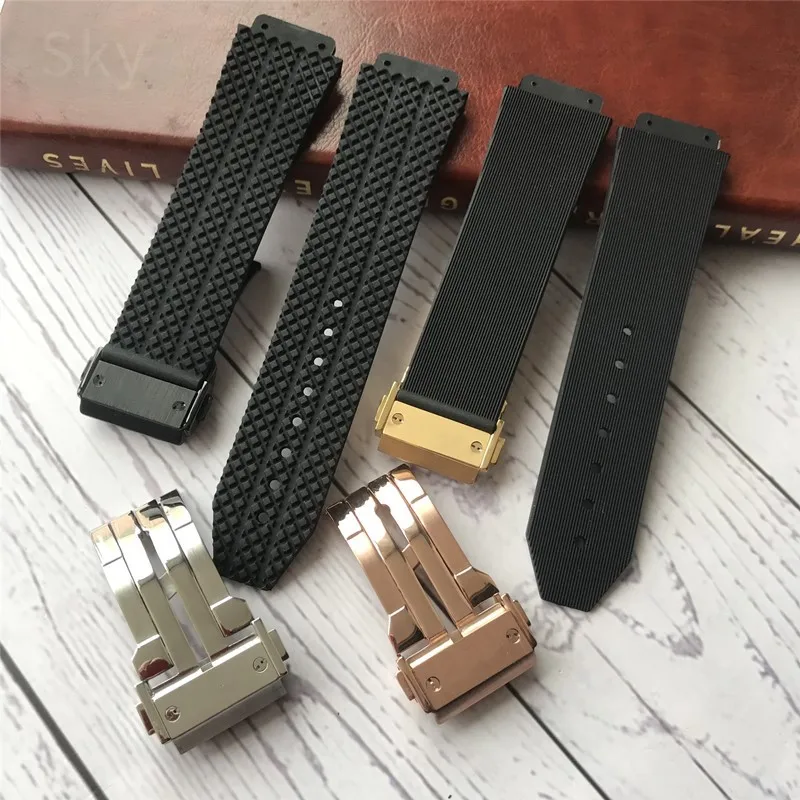 For Hublot Rubber Watch Strap Yubo Big Bang Series Striped Plaid Waterproof Silicone Men Women Sports 26x19mm 24x17mm Watchband