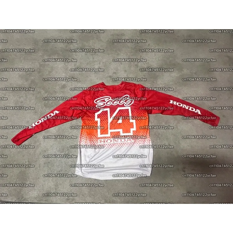 

2025 New HRC HONDA Racing Driver #14 Seely Super Motocross Long Sleeve Men Women Red Oversized Breathable Quick Drying Jersey