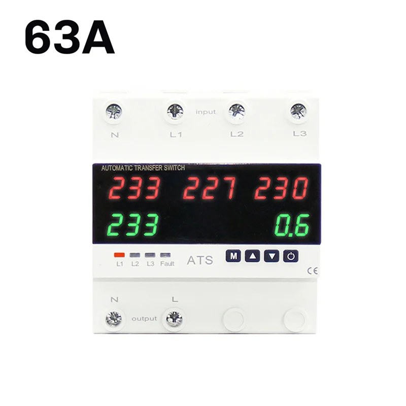 

A32T-Automatic Transfer Switch Phase Selector Uninterrupted Power Over Current Limiter 63A