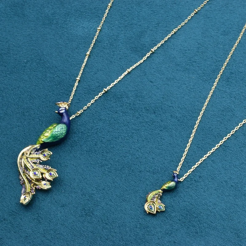 

French Light Luxuryhandmade Enamel Craft Phoenix Pendant Long Necklace Gothic Jewelry Couple Necklace