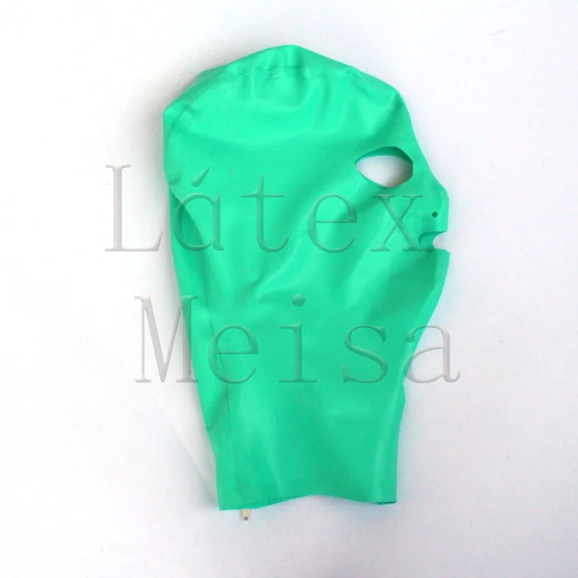 Laker – capuche Zentai en latex de couleur bleue, avec yeux ouverts, narines et bouche pour adultes