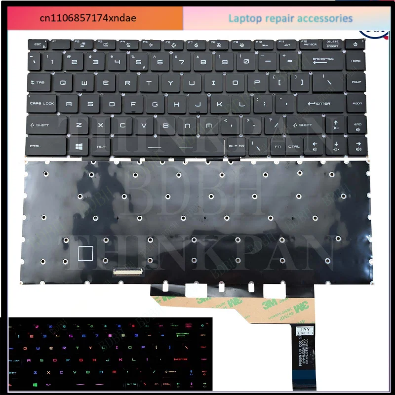 US RGB Backlit Keyboard For For MSI GP66 10UG Leopard Vector GP66 12UH MS-1542