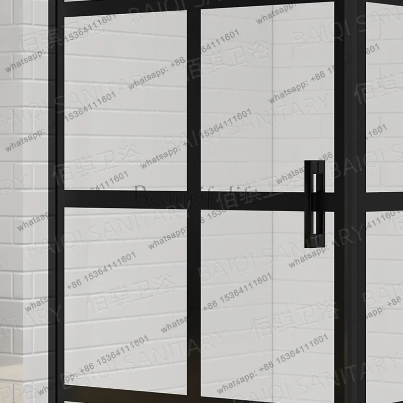 Square black shower room household apartment hotel shower room bag frame glass partition