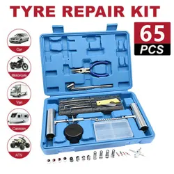 65PCS Universal Tire Repair Kit Heavy Duty Tire Plug Kit Fix Punctures and Plug Flats Patch Kit for car Motorcycle Truck ATV SUV