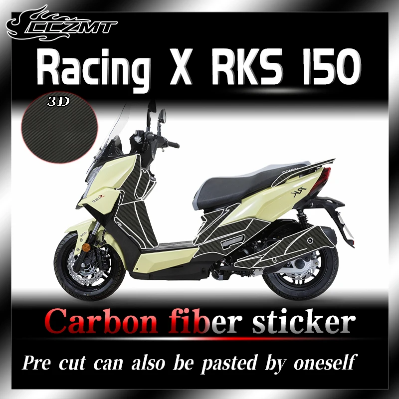 For KYMCO Racing X RKS 150 3D carbon fiber protective sticker film anti fouling kick pedal and anti wear