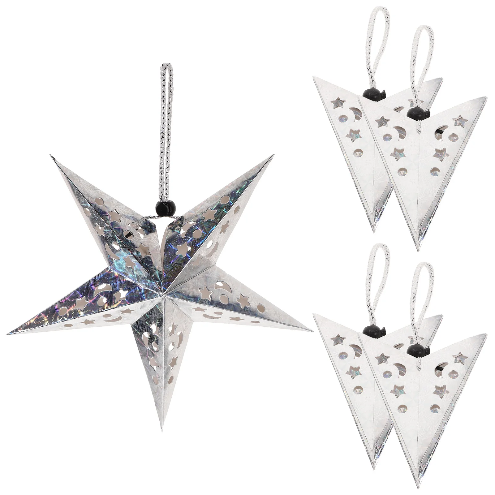 

5pcs 30 Cm Star Lampshade Shiny Pentagram Design Hanging Decor For Wedding Christmas Party Home Decoration Paper Star