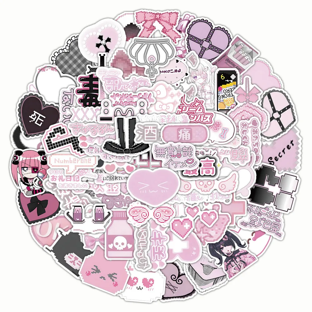 Mine-Kei Sticker Set (103Pcs) - Dark Aesthetic Yami Kawaii Decor for Laptop - Murah & Keren Golden Memory Stickers Store