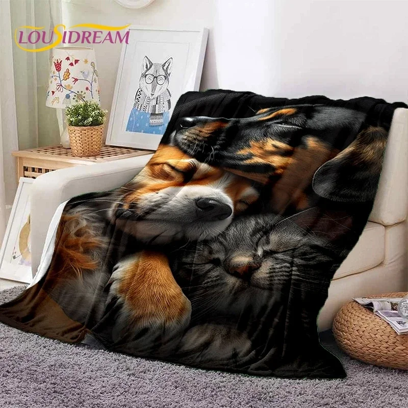 Cute Dog Samoye, Chihuahua, Husky, Koki Cartoon Soft Flannel Blanket for Beds Bedroom Sofa Picnic,Throw Blanket Outdoor Leisure