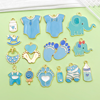 10/15pcs Blue Baby Charms Alloy Clothes, Bottles, Feet, Socks, Bib Pendants for DIY Bracelet Necklace Jewelry Making Accessories