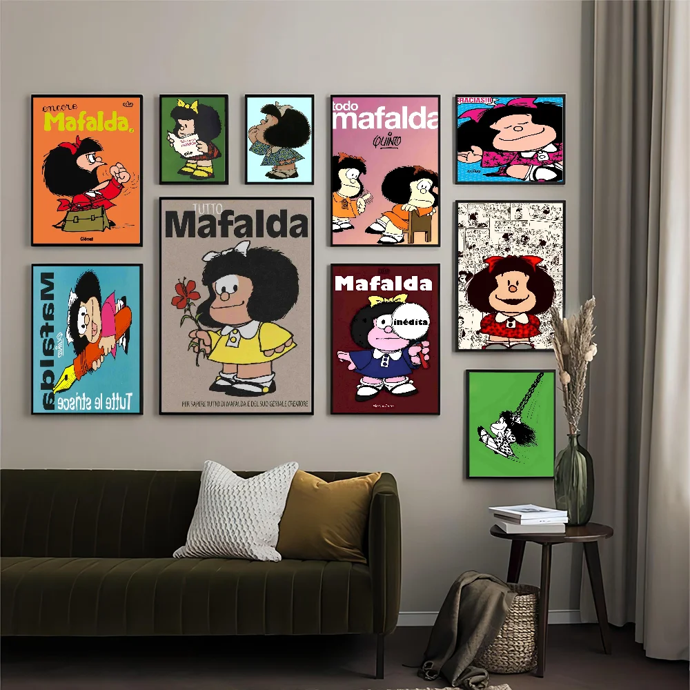 

Cartoon M-Mafalda Self-adhesive Art Poster Whitepaper Prints Posters Artwork Aesthetic Art Wall Painting