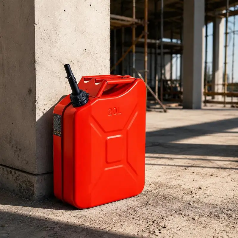 Bidon de carburant métallique 20 L, fabriqué en acier spécial et en matériau PP, équipé d'une buse et d'une poignée portable, débit stable de 6 L/min, conception hermétique sans fuite, idéal pour les automobiles