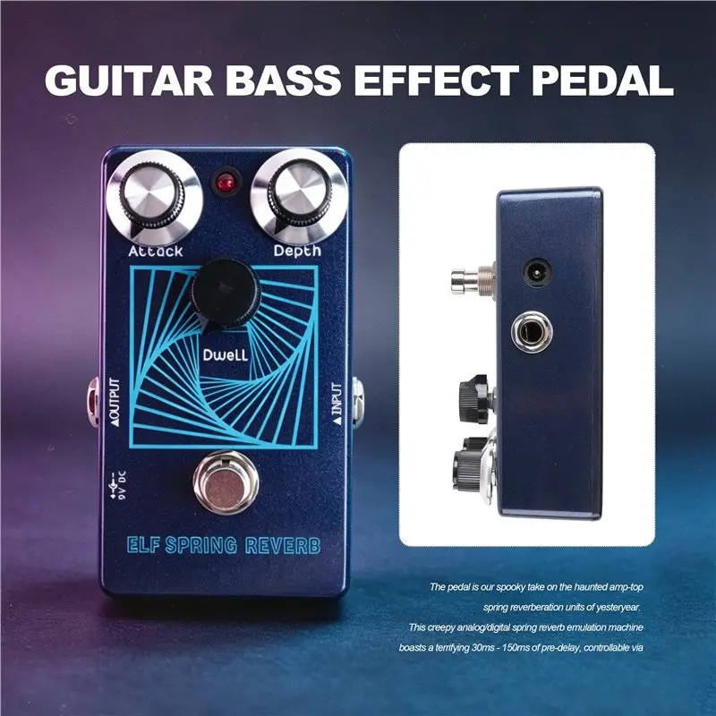 A99I-Guitar Bass Effect Pedal ELF SPRING REVERB, Analog/Digital Reverb, Creepy Tone, Vintage Echo, True - view 3