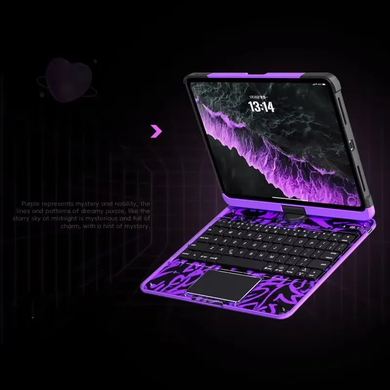 Iface Mall Magic Keyboard For Ipad&Pro&AiR Transparent Bluetooth Shock-proof Trackpad  Y2k 360° Rotating Keyboard Case