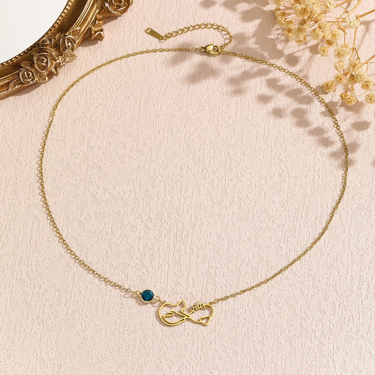 الفولاذ المقاوم للصدأ الإنجليزية اسم الرسالة قلادة الجوف القط القلب الترقوة سلسلة قلادة #5