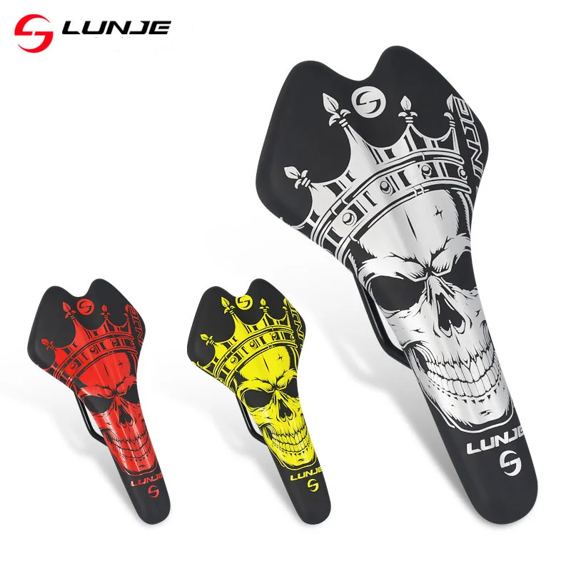 LUNJE MTB Road Bike Seat Saddle Ghost King Smiley PU Leather Waterproof Cycling Seat Cushion Comfortable Bicycle Saddles Parts