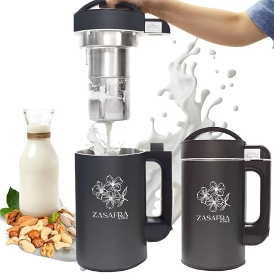 Nut Milk Maker Machine 50oz/1.5L Stainless Steel with Built-In Strainer No Mesh Bags 6-7 Cups per Batch 8-IN-1 Appliance for Al