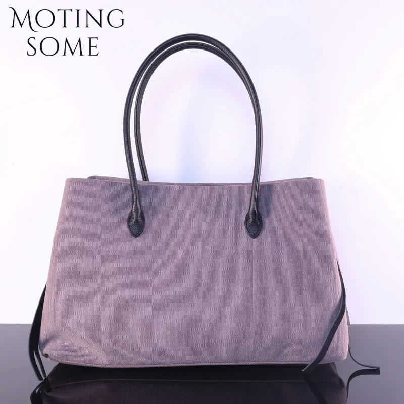 MOTINGSOME Luxury Canvas Fabric Casual Tote Bag Woman Summer Large Shopper Handbag Multiple Layers Commuter Bags 2026 New In