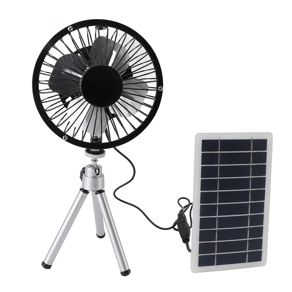 

10W Solar Panel Powered Fan Dual Power Options 4 Inch Solar USB Dual Powered Fan Portable Travel Aluminum Alloy Tripod