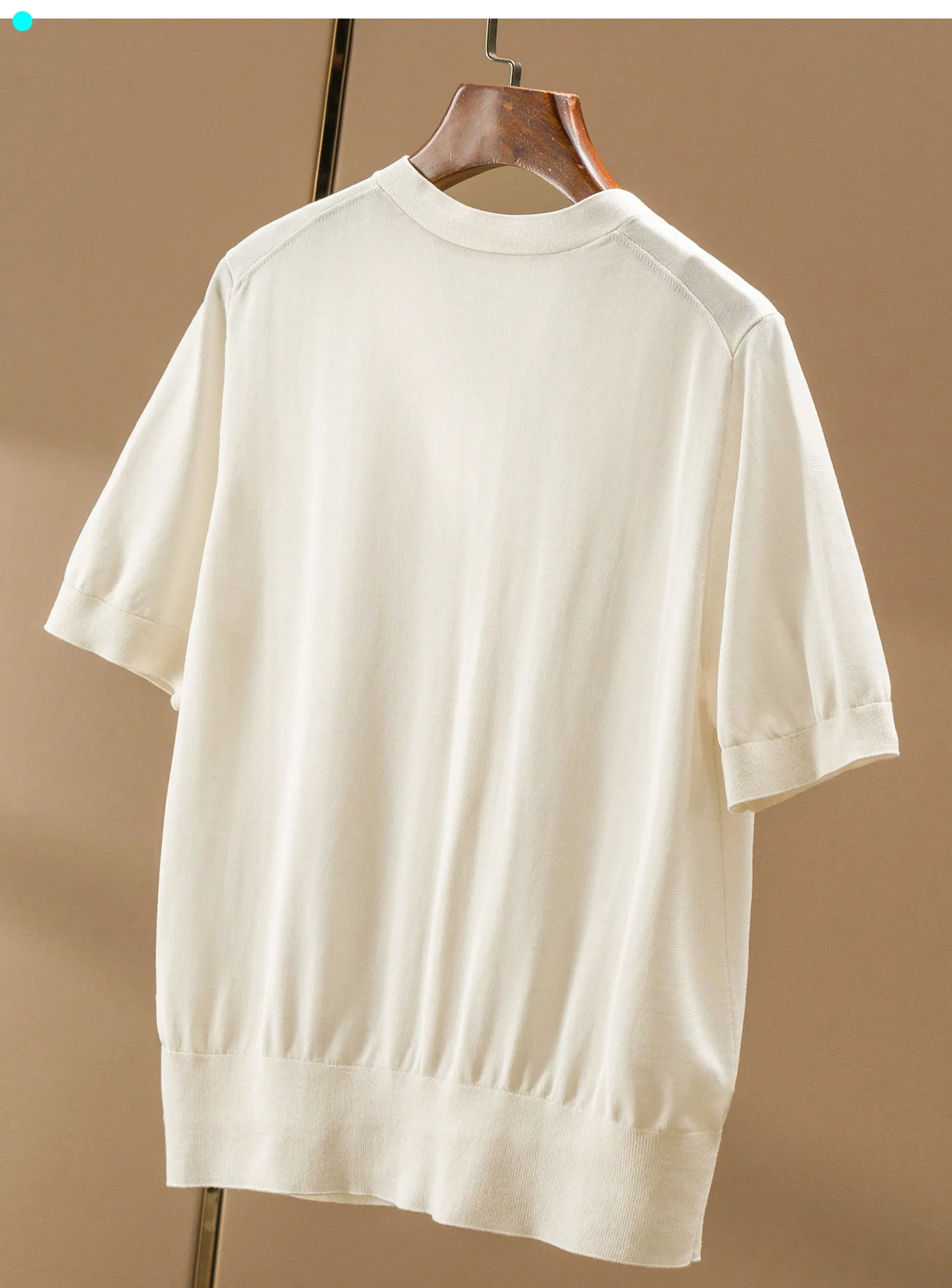 Rare and high-quality goods Italian Dili 5A + knitted silk V-neck short-sleeved knitted sweater T-shirt women's 49J4