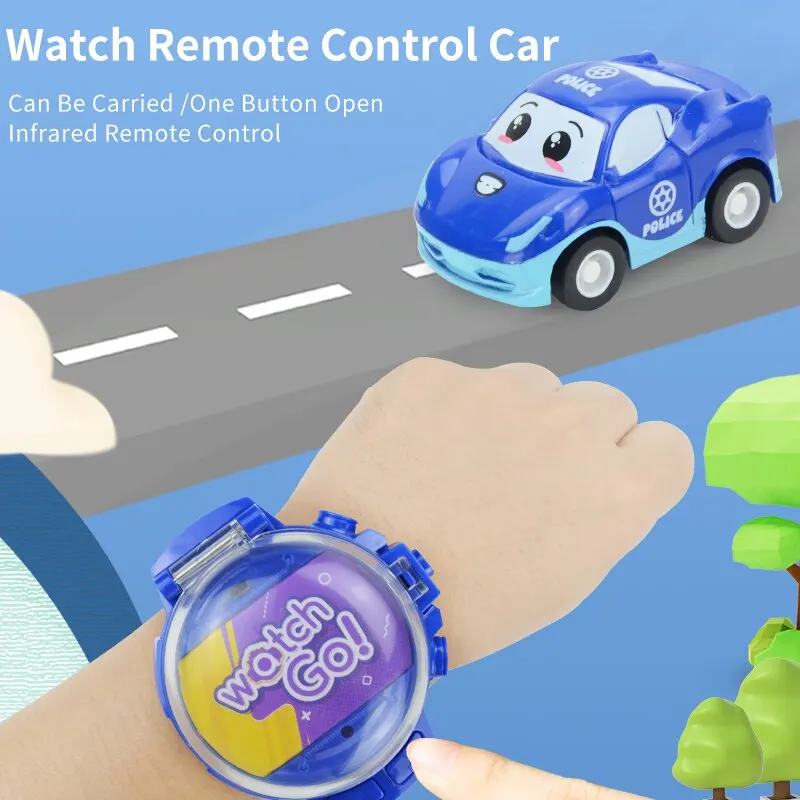 Watch Remote Control Car Toy with Dustproof Cover - 2.4 GHz Cute Wrist Racing Car Watch, USB Charging Cartoon RC Small Car Toys