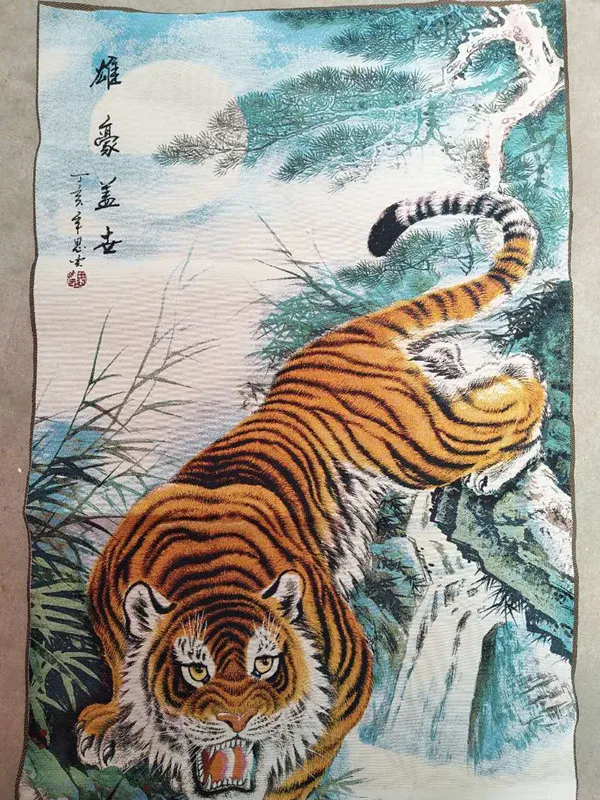 Domineering, tiger painting, antiques collection, embroidery painting, tapestry painting, living room decoration
