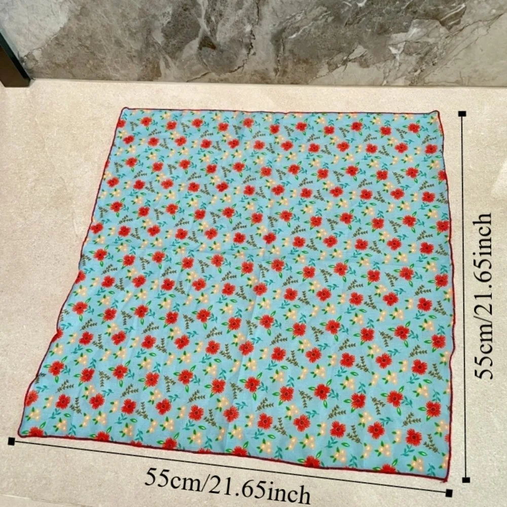 3 teile/satz Dünne Stoff Floral Neck Schal Koreanischen Stil Bunte Gedruckt Kopftuch Elegante Multifunktionale Blume Quadratischen Stirnband