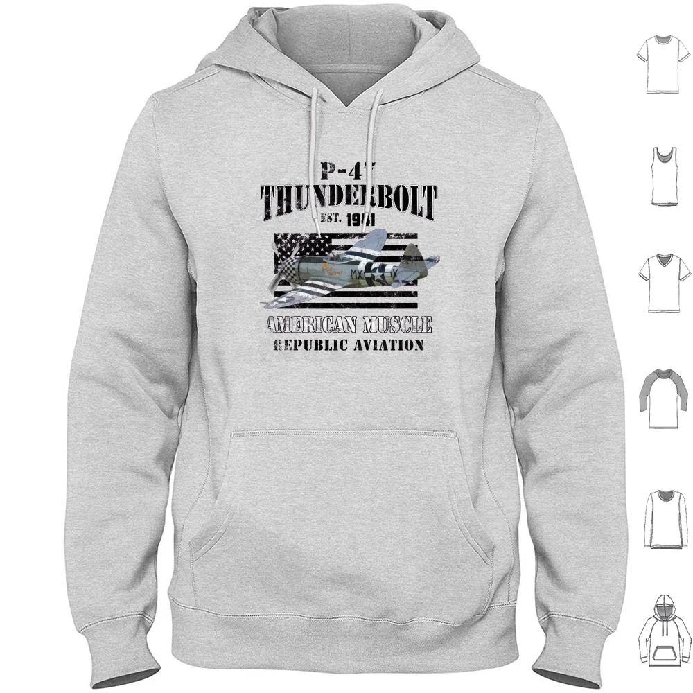 P-47 Thunderbolt Wwii Fighter American Muscle Vintage Hoodie cotton Long Sleeve P47 Thunderbolt Wwii Ww2 World War 2