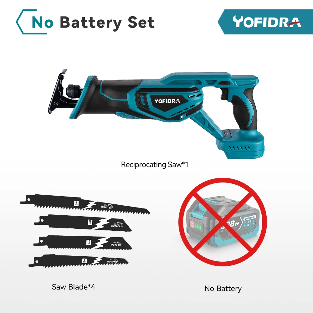 YOFIDRA 3000RPM Bürstenlose Säbelsäge Handheld Holz Metall Rohr Schneiden Elektrische Säge Kettensäge Werkzeug Für Makita Batterie Pin
