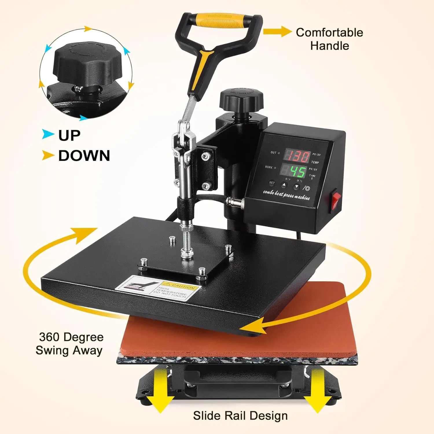 

Seeutek Heat Press 12" X 10" Professional Heat Transfer Digital Sublimation Machine 360 Degree Swing Away for T Shirts