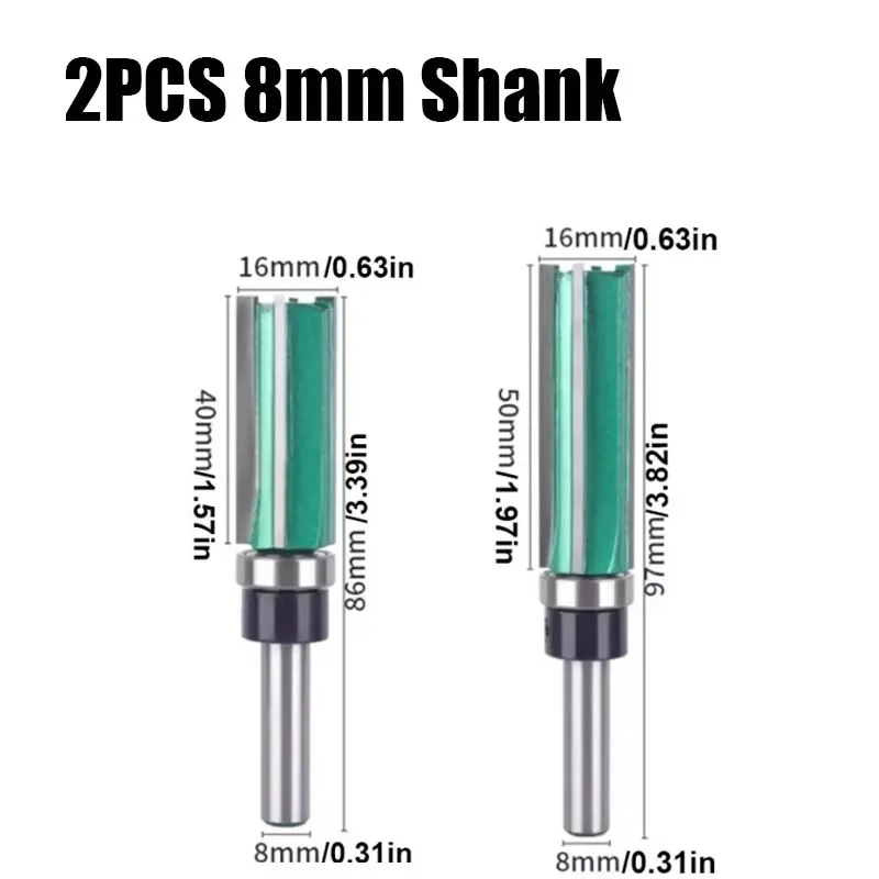 1PC/2PCS 8MM Shank Green Yellow Z4 Pattern Router Bits Woodworking Milling Cutter for Wood Bit Face Mill Carbide Cutter End Mill