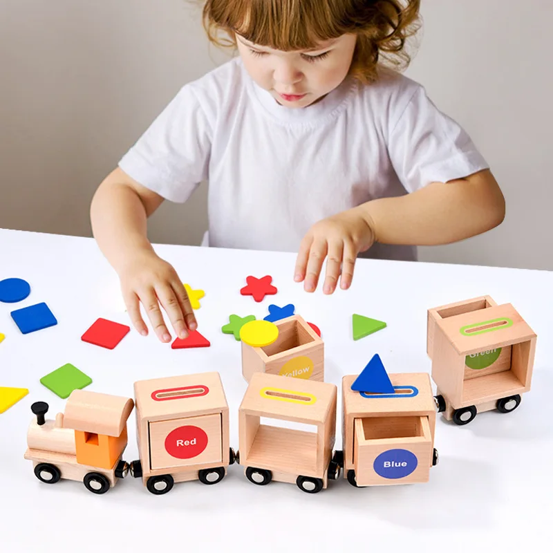Wooden Magnetic Train Set, Early Educational Toys For Kids, Color And Shape Sorting Game, Fine Motor Skills Development Toy