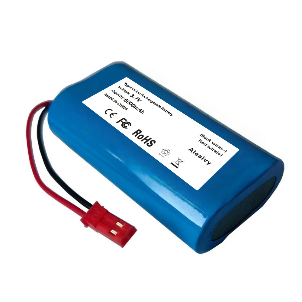 Batterie Li-ion rechargeable 6000 mAh 3,7 V avec prise rouge 2P JST, piles DIY 18650 batterie 1S2P.