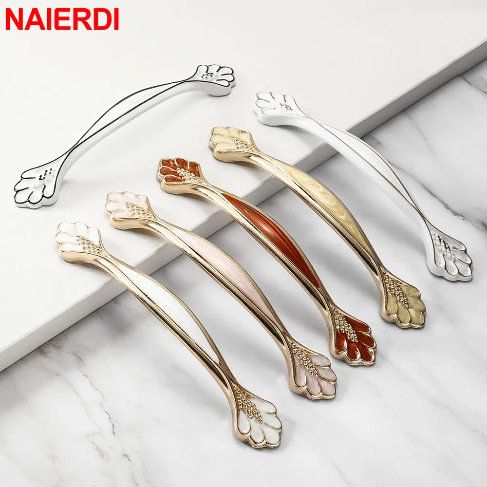 NAIERDI Amber Yellow European Cabinet Handles Aluminum Alloy Door Kitchen Knobs Cabinet Pulls Drawer Knobs Wardrobe handle