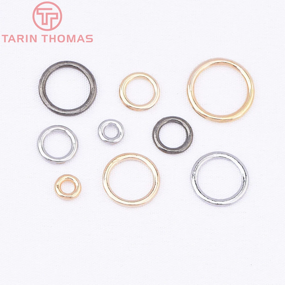 

(8871) 50PCS 24K Gold Color Plated Aloy Flat Circular Closed Jump Rings Connecting Ring Jewelry Finding Earrings Accessories