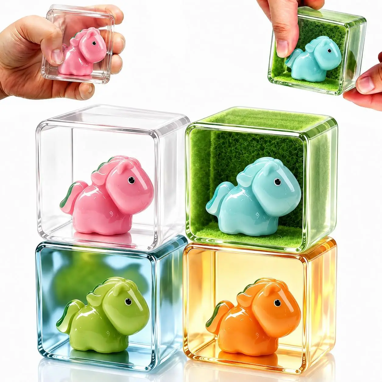 4PCS  Ice Squishy Toys Stress Balls for Adults Kids Sensory Stress Relief Toys Fidget Cubes Squeeze Anxiety Stocking Fillers