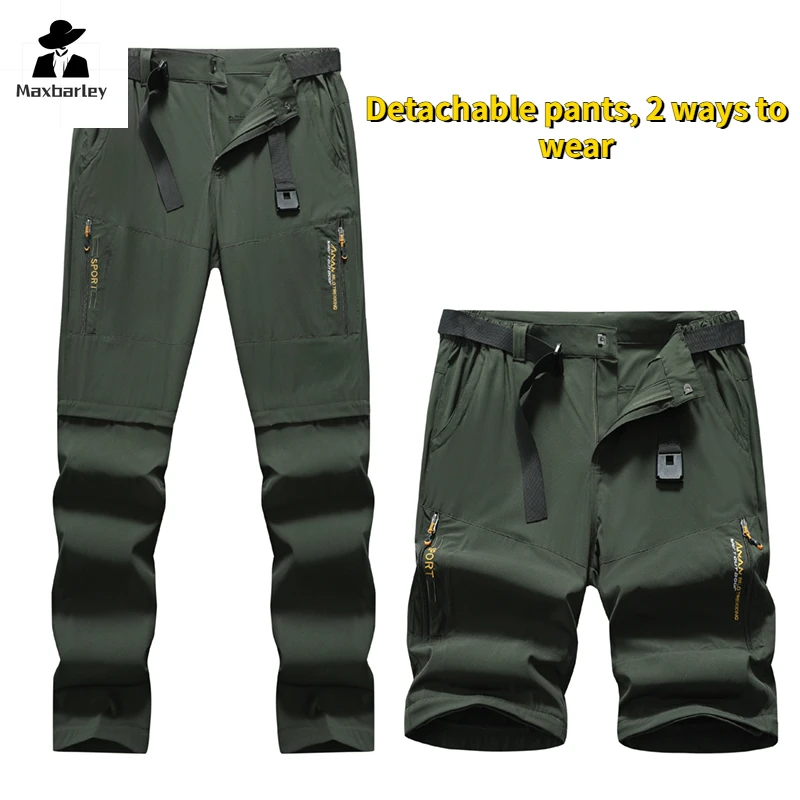 Pantalones Cargo elásticos para exteriores para hombre, pantalones deportivos ligeros desmontables de dos secciones, de secado rápido, para acampar, 2024