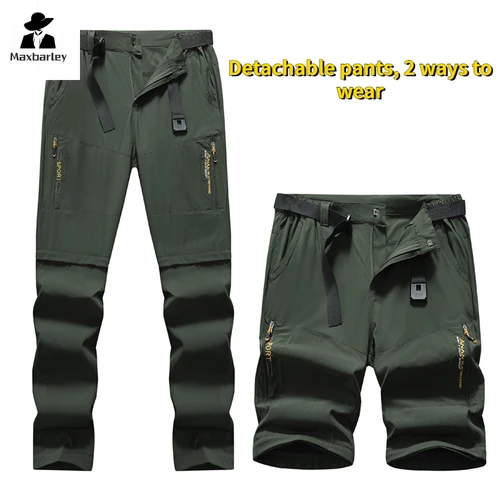 Imagen 2 del producto Pantalones Cargo de primavera 2024, pantalones deportivos ligeros elásticos para exteriores, pantalones escaladores de Camping de secado rápido desmontables de dos secciones para hombres