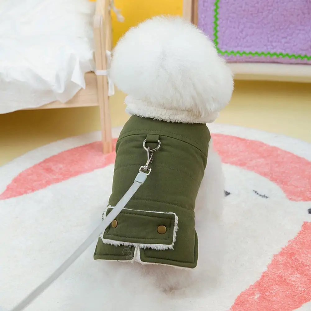 Workwear Cotton Coat Dog Winter Coat Stylish Pet Cotton Coat with Button Closure Traction Ring for Warm Winter Comfort Dog Cat