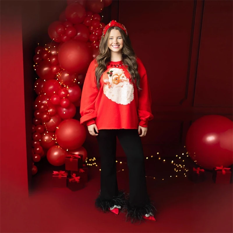 Sweat-shirt à col rond à paillettes de noël, pull décontracté pour femmes et adolescents, tenue de fête de vacances confortable et festive, cadeau pour elle