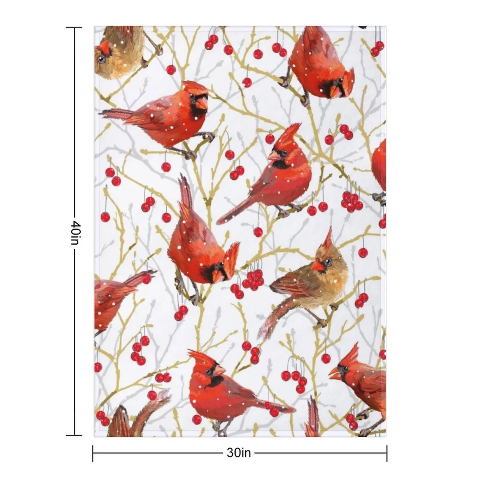 Winter Cardinals | White Throw Blanket heavy to sleep Soft Big Softest wednesday Decorative Sofas Flannel Fabric Blankets