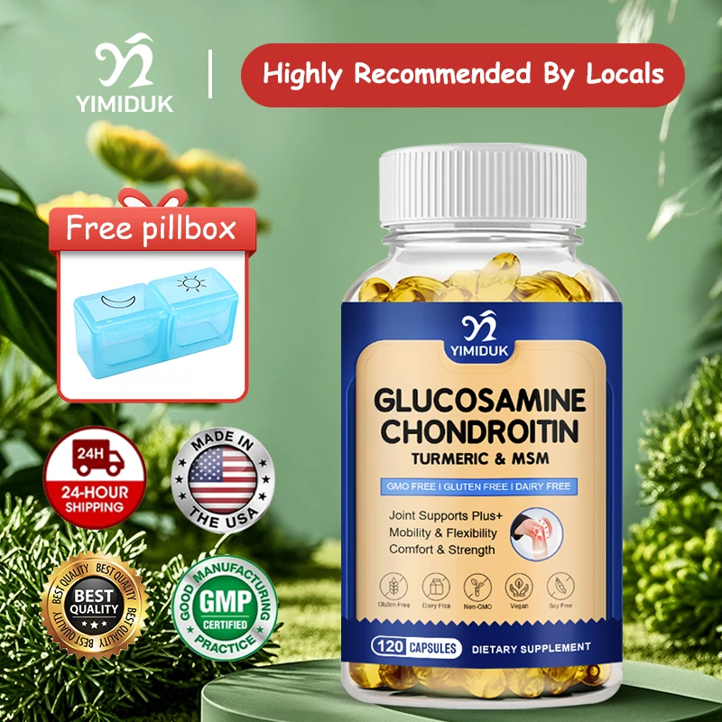 

Yimiduk Pure Glucosamine Chondroitin Capsules, Support Improves Flexibility, Reduces Discomfort & Promotes Movement, Men & Women