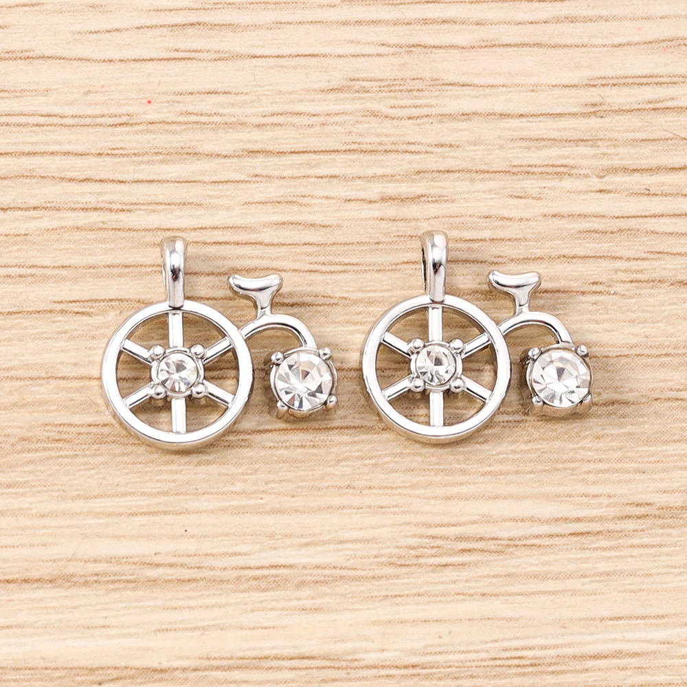 Tusember 5 Stück Niedliche Kristall-Metall-Fahrrad-Charms Perlen Anhänger für Halsketten Ohrringe Armbänder DIY Schmuckherstellung Zubehör – Detail 10