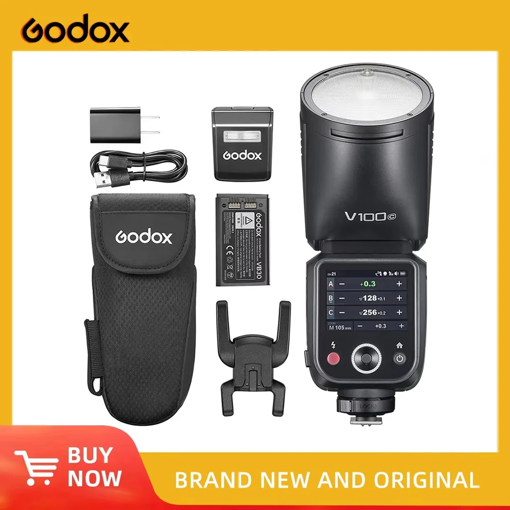 Godox V100 Round Head Camera Flash TTL Wireless Transmission Speedlite for Canon Nikon Sony Fuji Olympus Camera